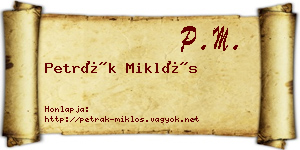 Petrák Miklós névjegykártya