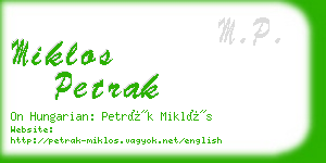 miklos petrak business card